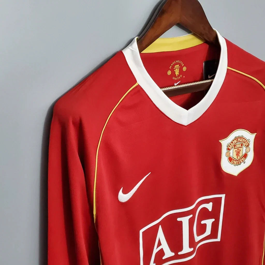 Camisa Retrô Manchester United Manga Longa 2006/07 Masculino Vermelho