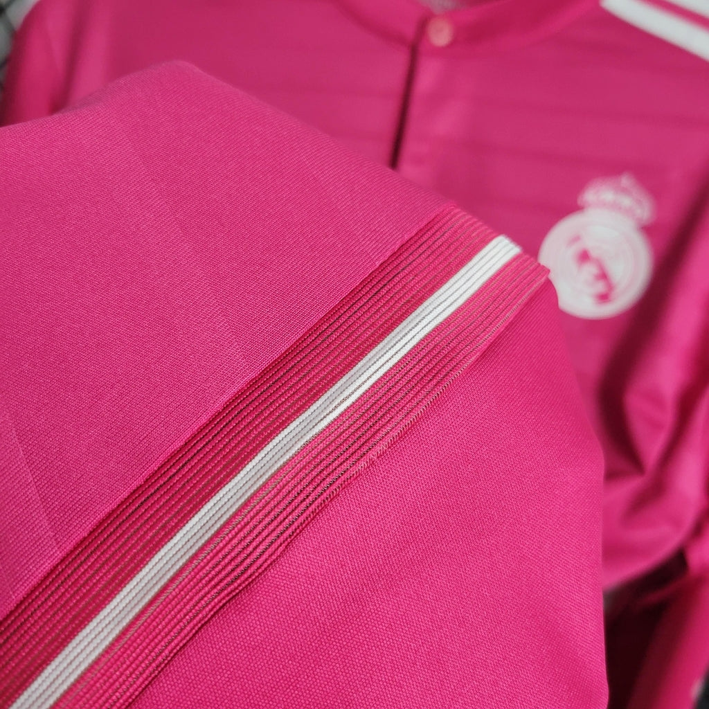 Camisa Retrô Real Madrid Manga Longa III Third 2014/15 Masculino Rosa