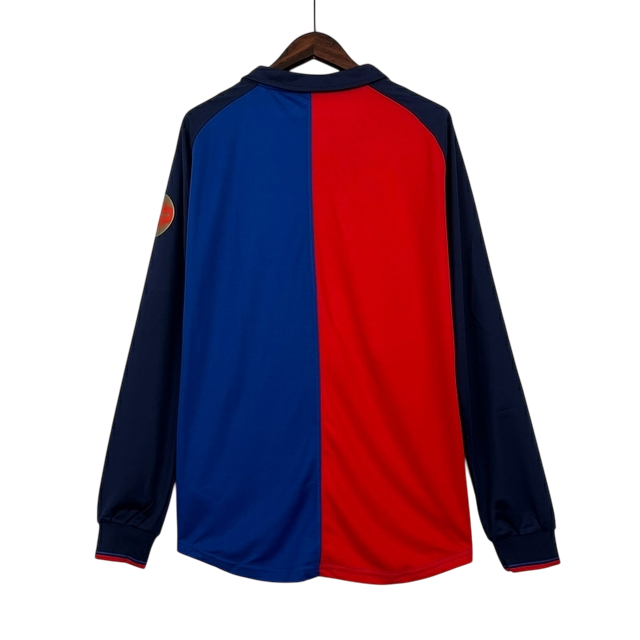 Camisa Manga Longa Retrô Torcedor Masculina Barcelona 1998