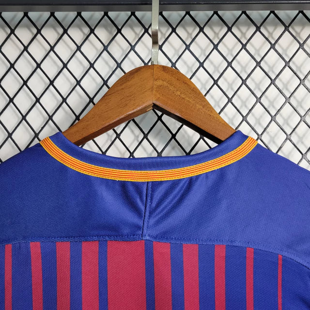 Camisa Retrô Barcelona I Home 2017/18 Masculino Azul Grená