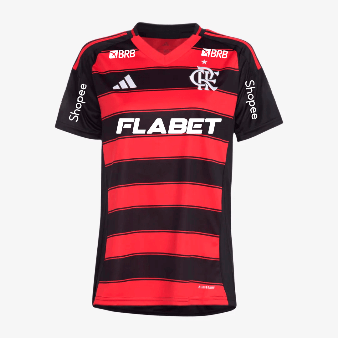 Camisa Torcedor Feminina Flamengo I 2025/2026 Com Patrocínios