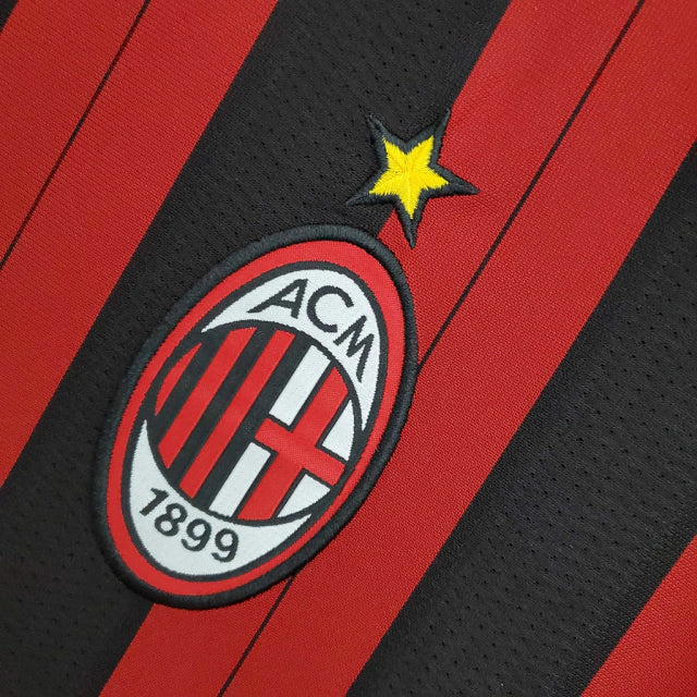 Camisa Retrô Milan I Home 2013/14 Masculino Vermelho e Preto