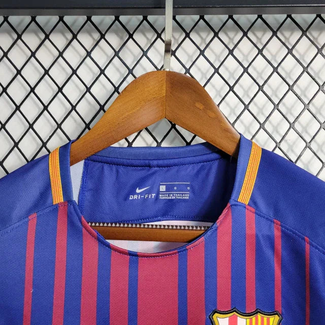 Camisa Retrô Barcelona I Home 2017/18 Masculino Azul Grená