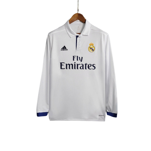 Camisa Retrô Real Madrid Manga Longa 2016/17 Masculino Branco