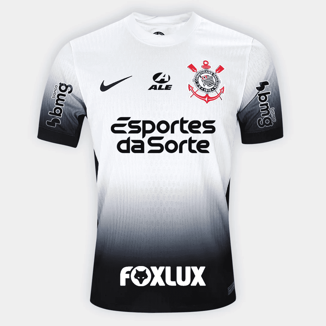 Camisa Jogador Masculina Corinthians I 2025/2026 Com Patrocínios