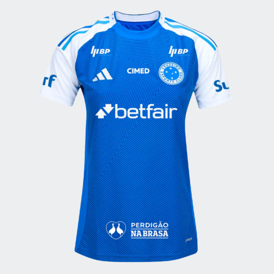 Camisa Torcedor Feminina Cruzeiro I 2025/2026 Com Patrocínios