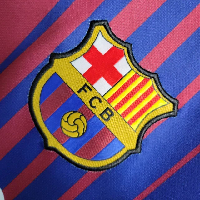 Camisa Retrô Barcelona I Home 2017/18 Masculino Azul Grená