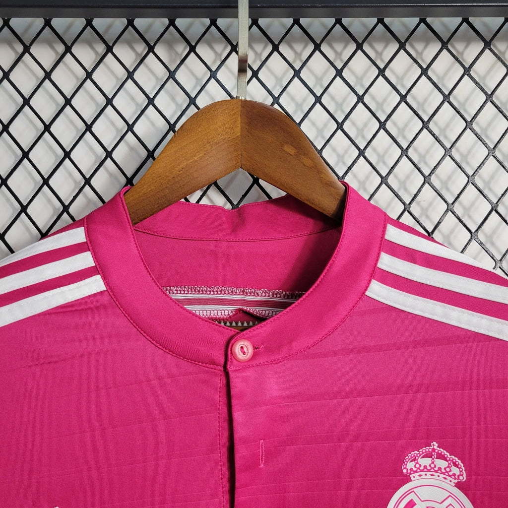 Camisa Retrô Real Madrid Manga Longa III Third 2014/15 Masculino Rosa