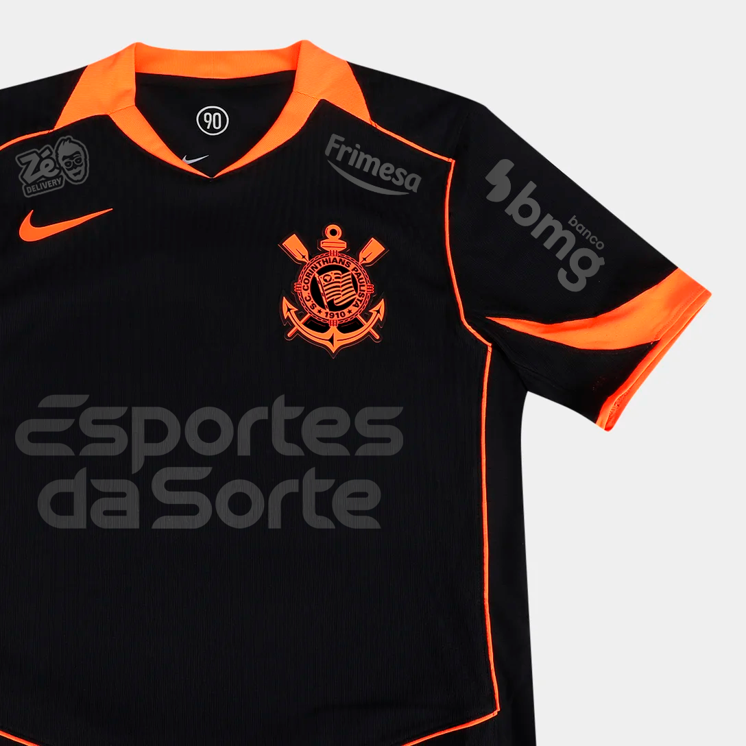 Camisa Jogador Masculina Corinthians III 2025/2026 Com Patrocínios