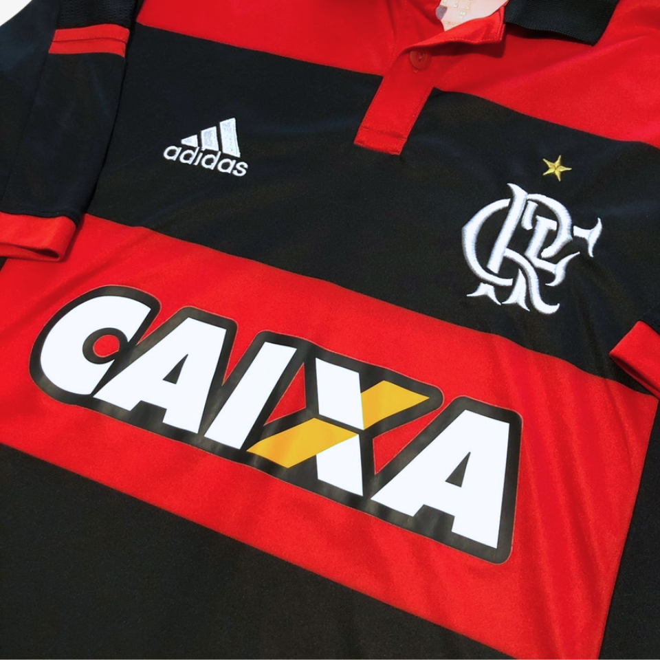 Camisa Retrô Torcedor Masculina Flamengo I 2014 com Patrocinadores