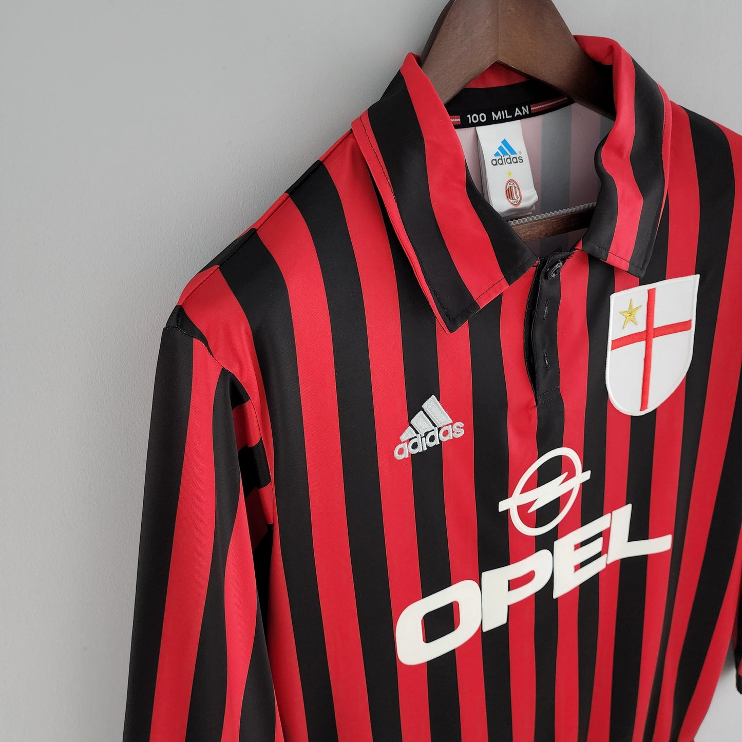 Camisa Manga Longa Retrô Torcedor Masculina Milan 1999