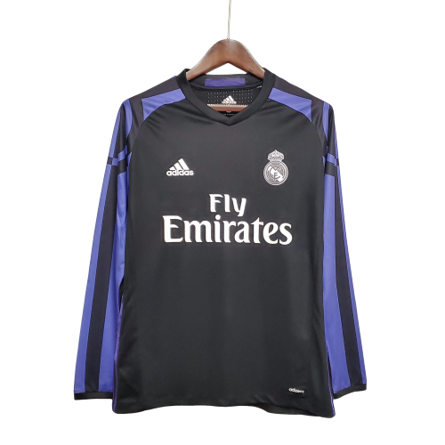 Camisa Manga Longa Retrô Torcedor Masculina Real Madrid III 2016