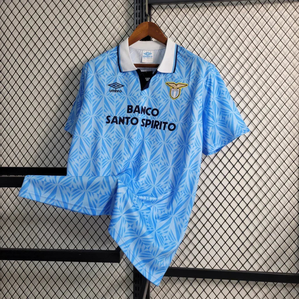Camisa Retrô Lazio 1991/92 Masculino Branco e Azul