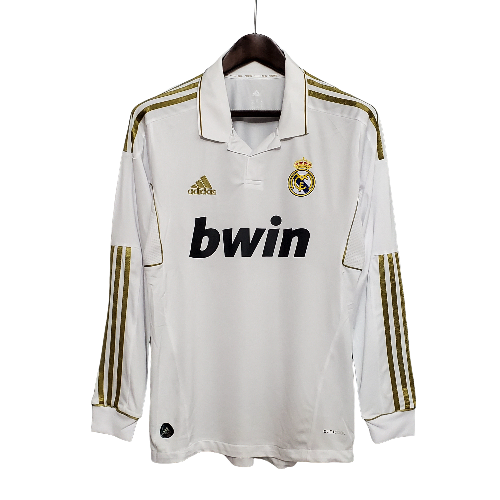 Camisa Retrô Real Madrid Manga Longa I Home 2011/12 Masculino Branco