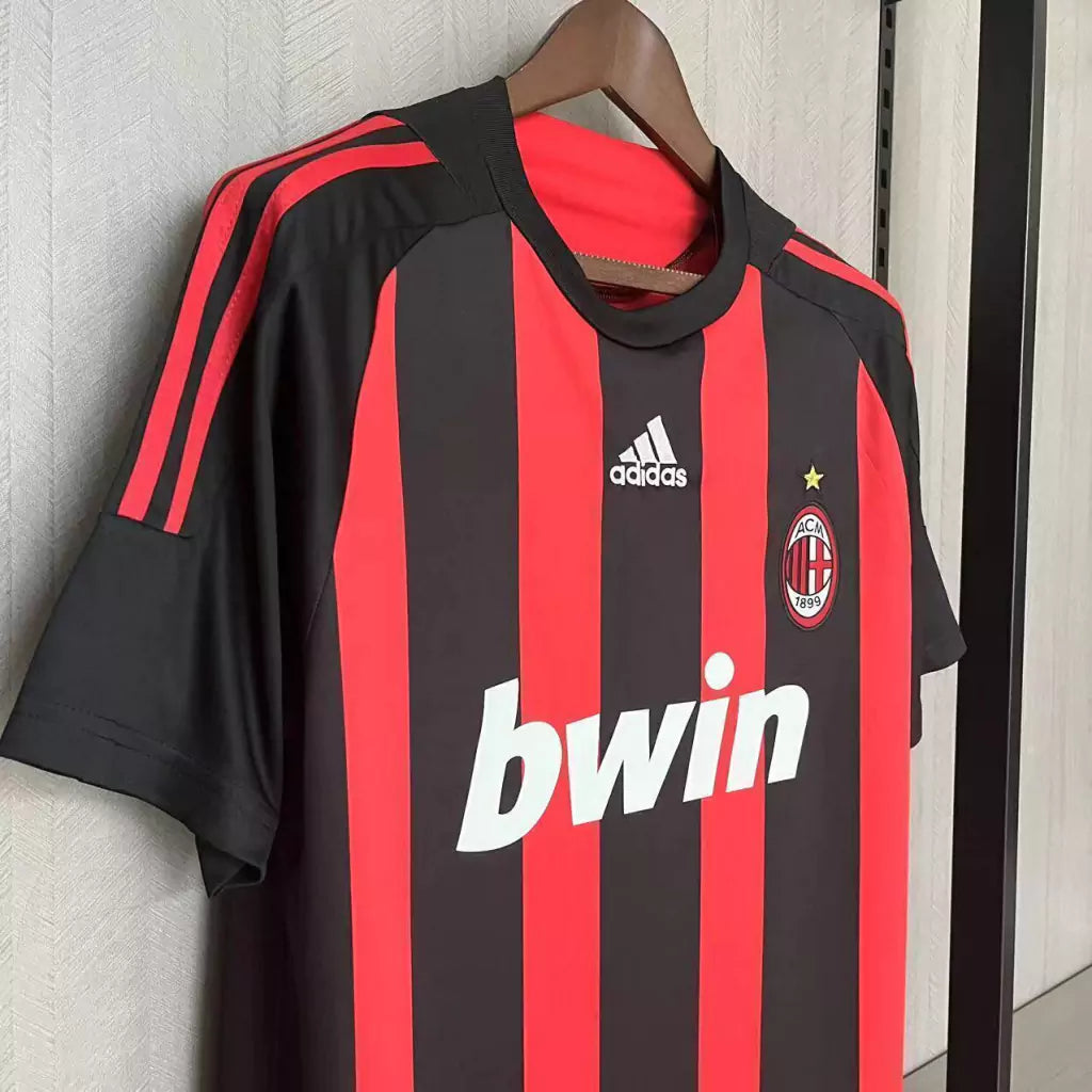 Camisa Retrô Milan 2008/09 Masculino Vermelha e Preta