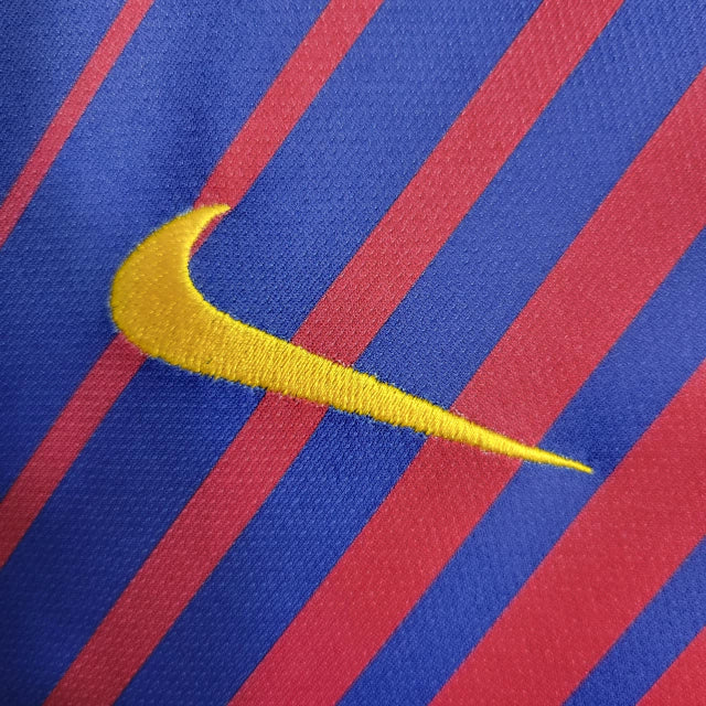 Camisa Retrô Barcelona I Home 2017/18 Masculino Azul Grená