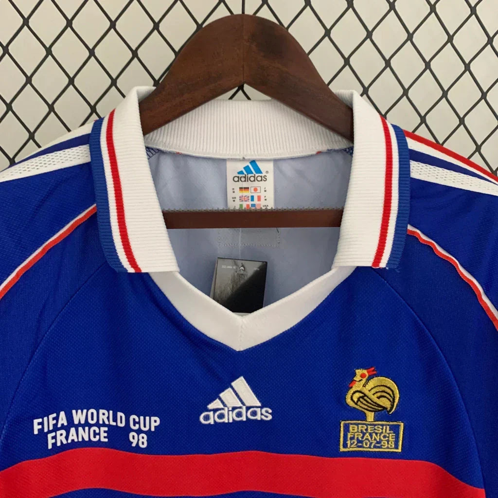 Camisa Manga Longa Retrô Torcedor Masculina França 1998