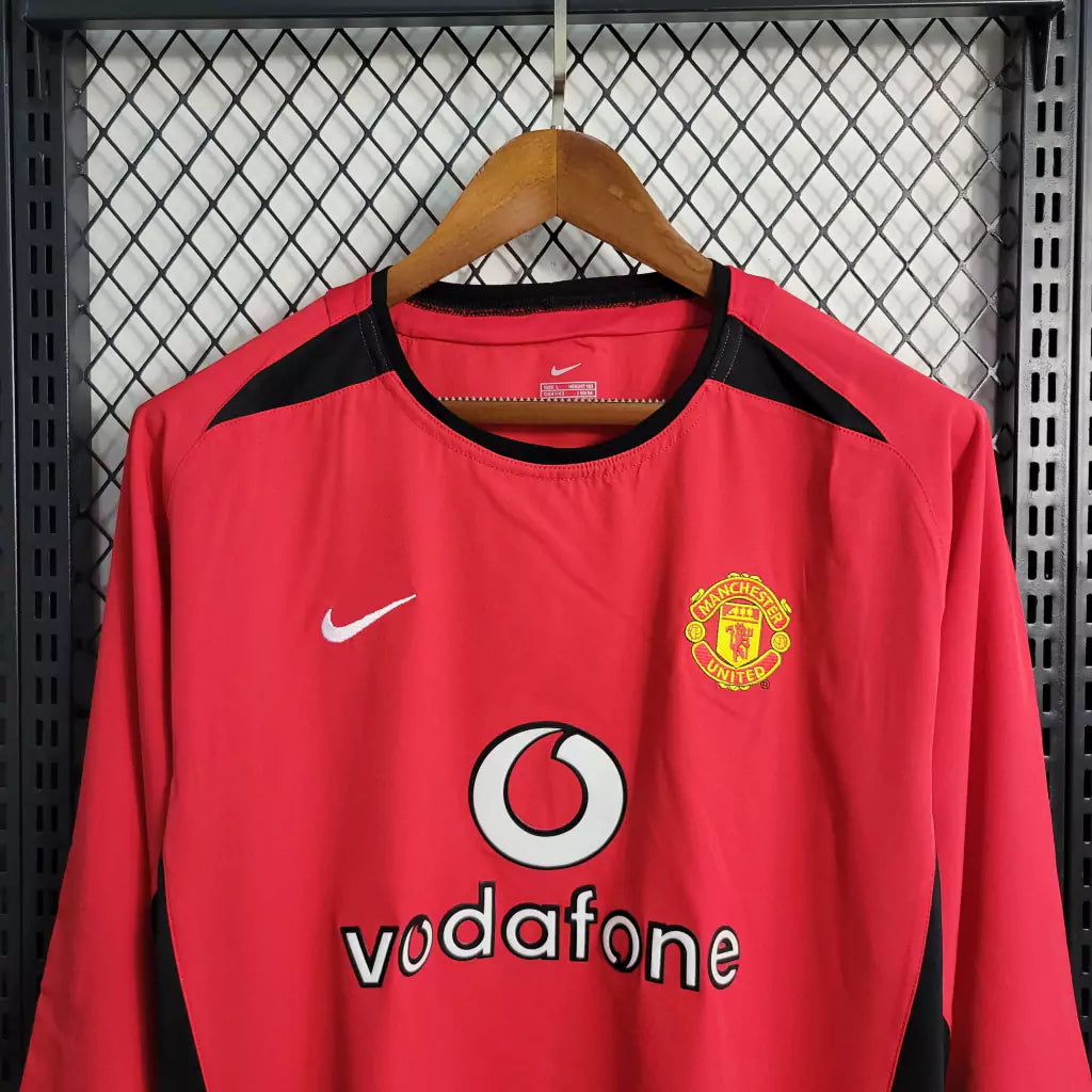 Camisa Retrô Manchester United Manga Longa 2004/06 Masculino Vermelho