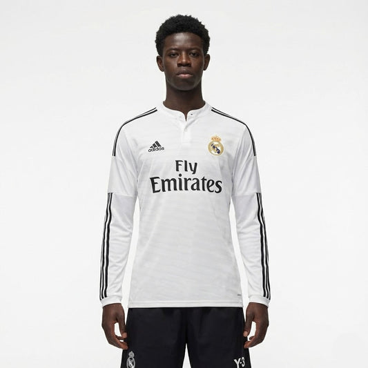 Camisa Manga Longa Retrô Torcedor Masculina Real Madrid I 2014