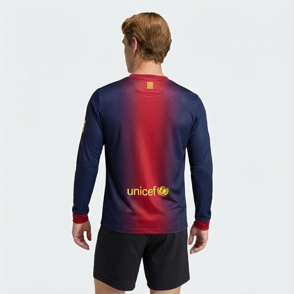 Camisa Manga Longa Retrô Torcedor Masculina Barcelona I 2012