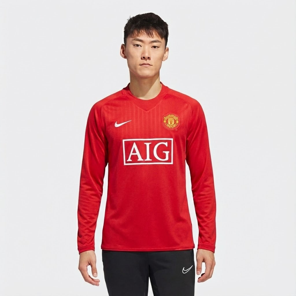 Camisa Manga Longa Retrô Torcedor Masculina Manchester United I 2007