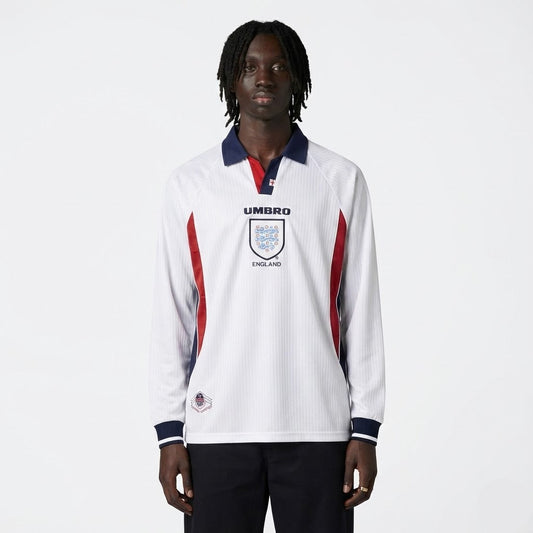 Camisa Manga Longa Retrô Torcedor Masculina Inglaterra I 1998
