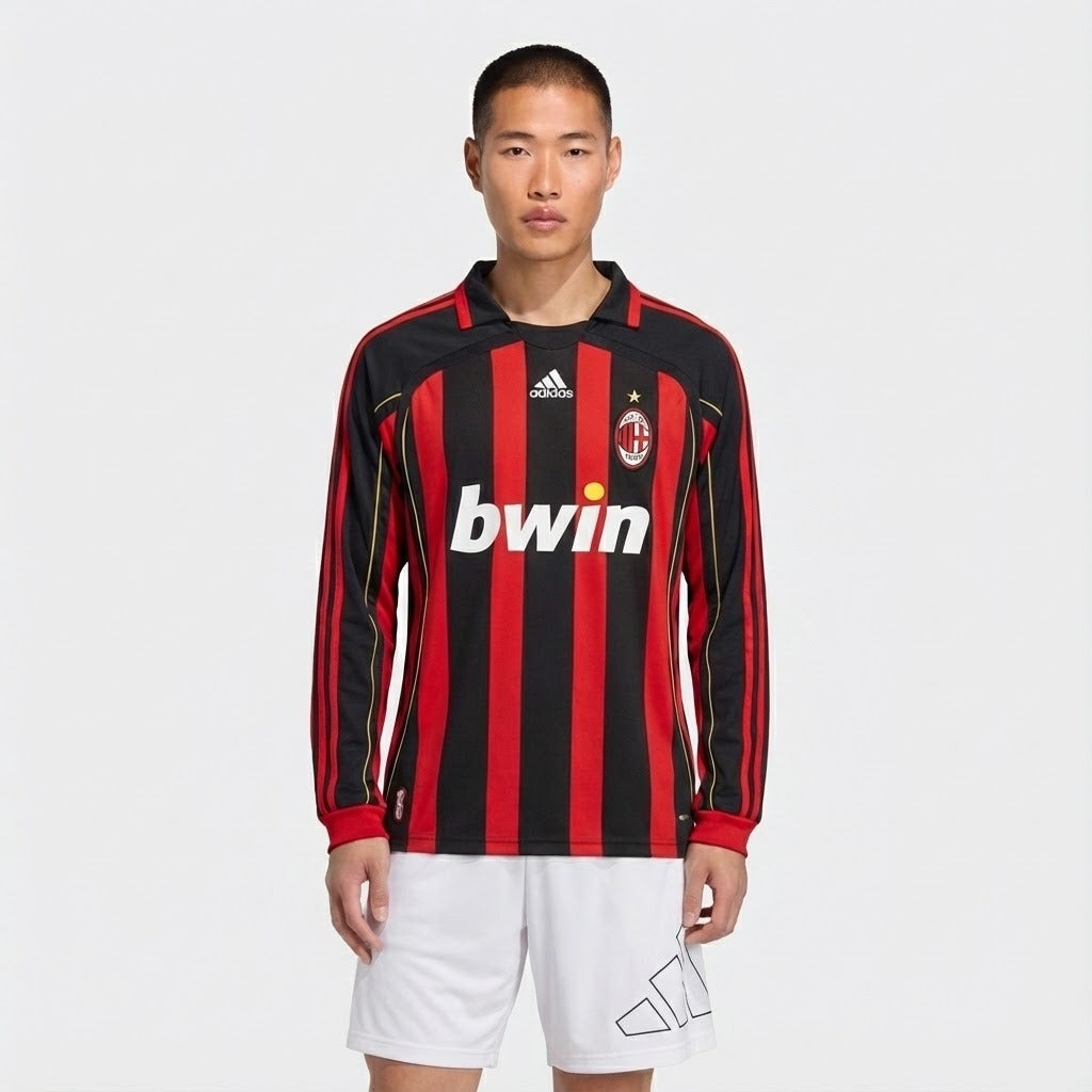 Camisa Manga Longa Retrô Torcedor Masculina Milan I 2006