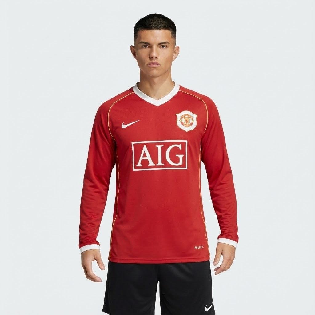 Camisa Manga Longa Retrô Torcedor Masculina Manchester United I 2006