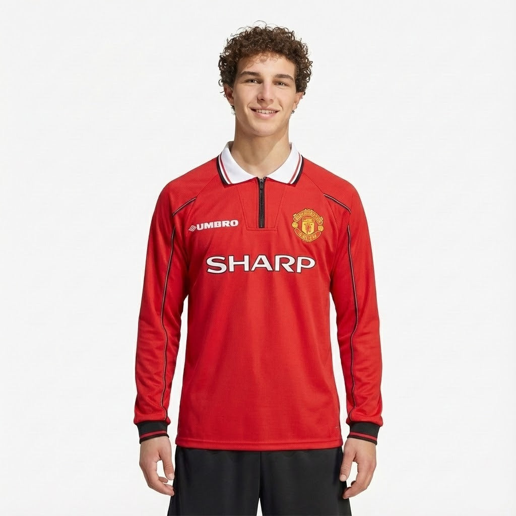 Camisa Manga Longa Retrô Torcedor Masculina Manchester United I 1998