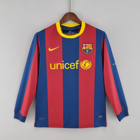 Camisa Manga Longa Torcedor Masculina Barcelona 2010/2011 Grená