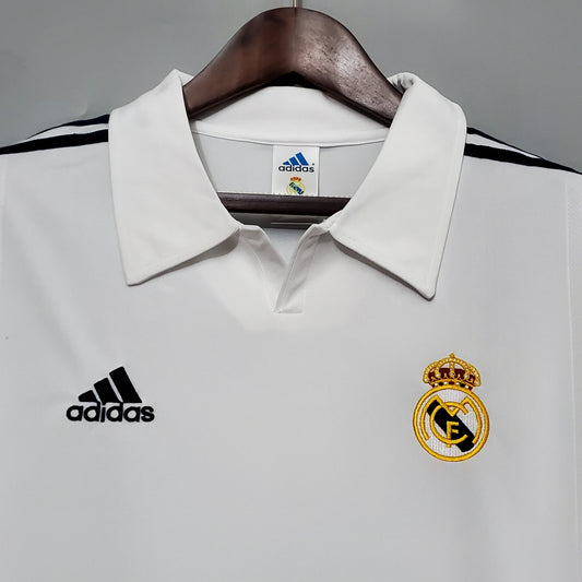 Camisa Manga Longa Retrô Torcedor Masculina Real Madrid 2002