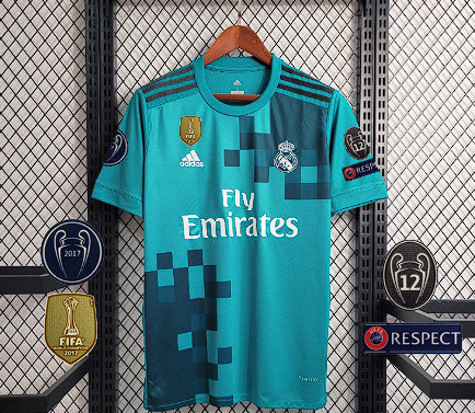 Camisa Retrô Real Madrid II Away 2017/18 Masculino Azul