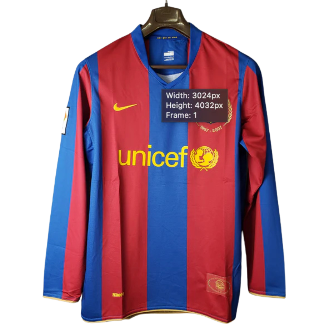 Camisa Manga Longa Torcedor Masculina Barcelona 2007/2008 Grená