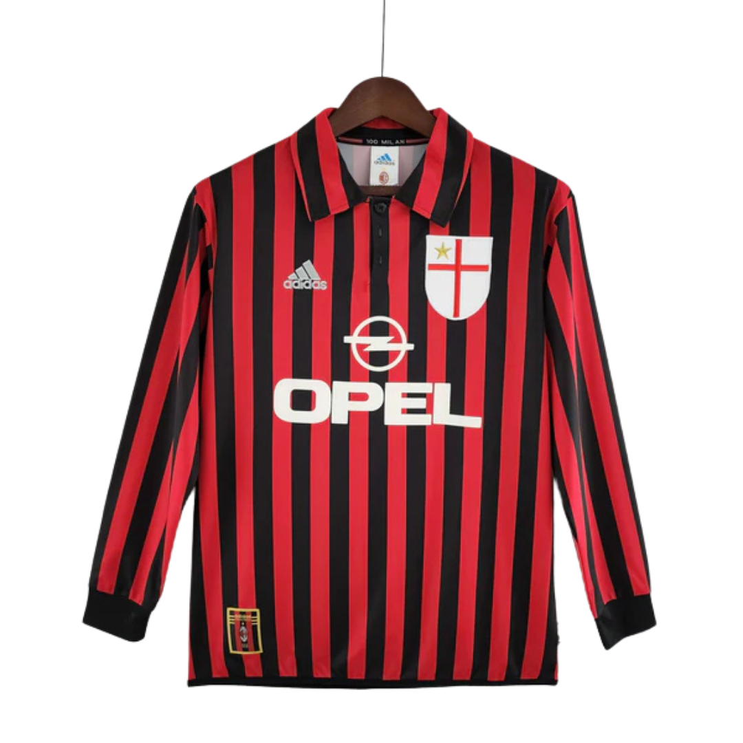 Camisa Manga Longa Retrô Torcedor Masculina Milan 1999
