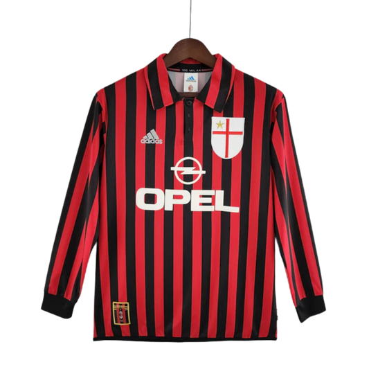 Camisa Manga Longa Retrô Torcedor Masculina Milan 1999