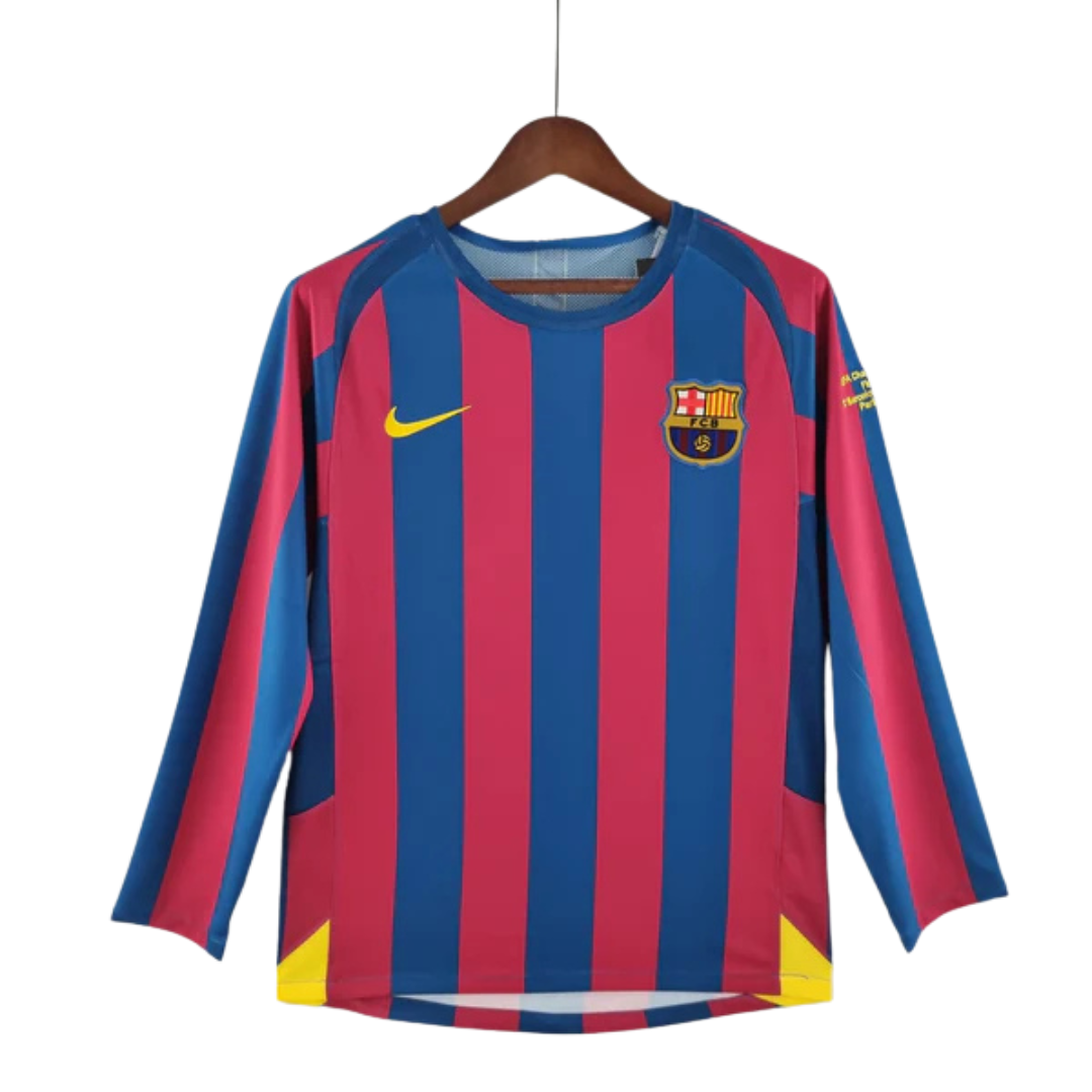 Camisa Manga Longa Torcedor Masculina Barcelona 2005/2006 Grená