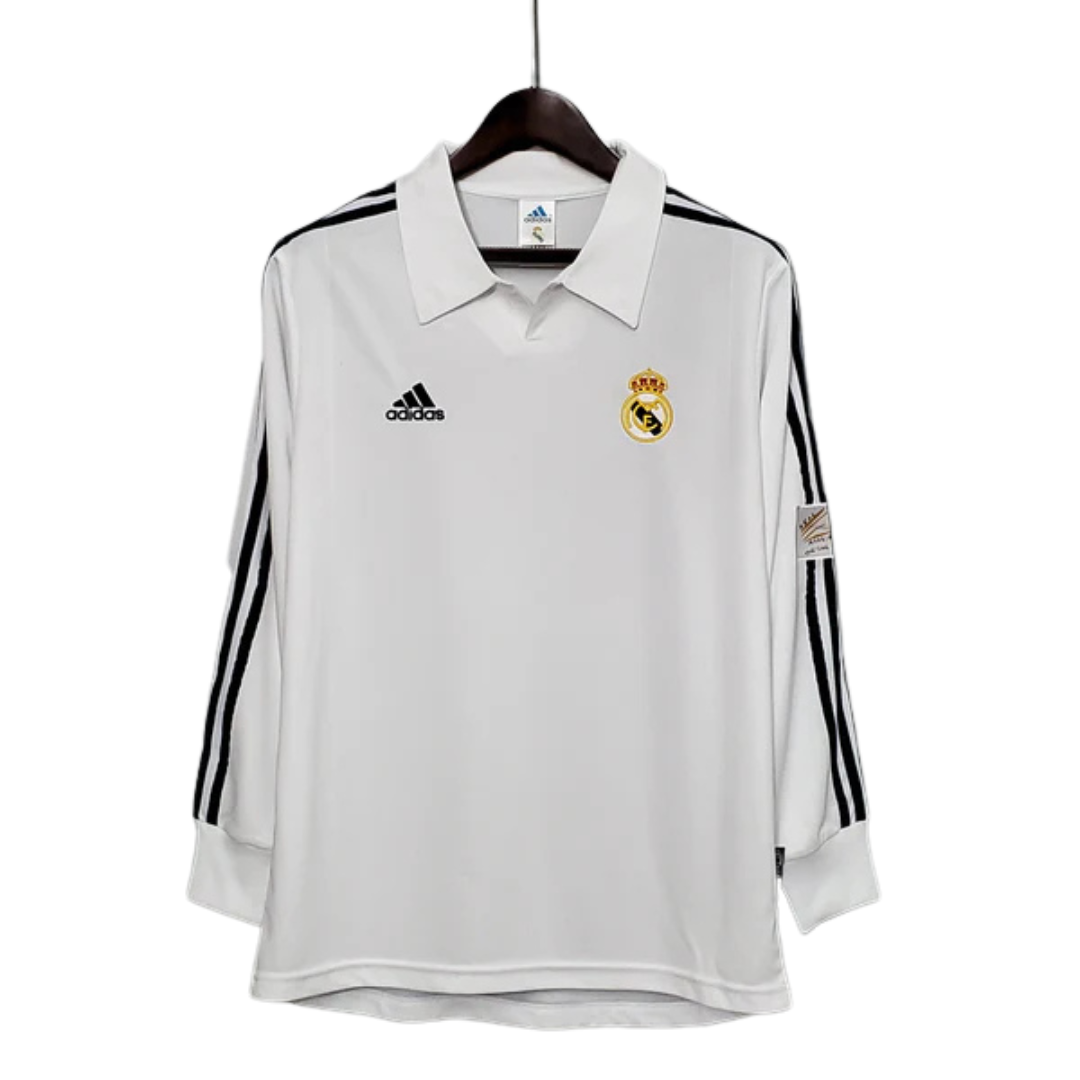 Camisa Manga Longa Retrô Torcedor Masculina Real Madrid 2002