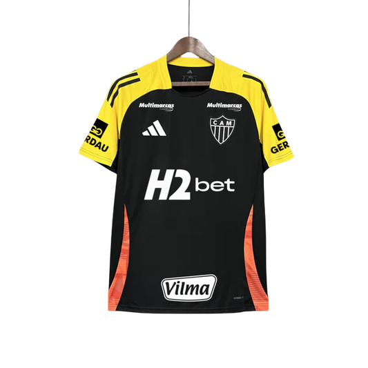 Camisa Atlético Mineiro Treino Preta Todos Patrocínios 25/26 - Torcedor Masculina