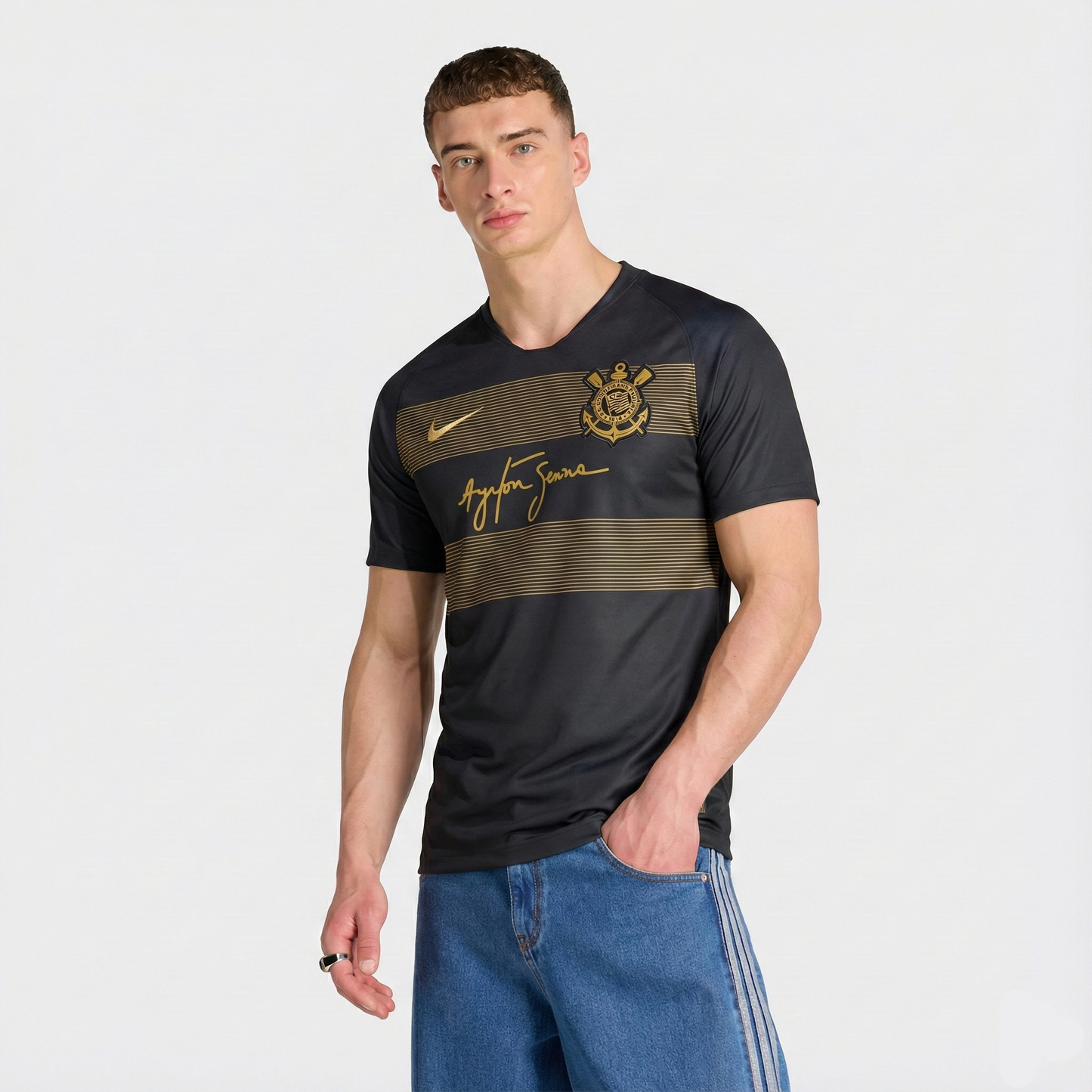 Camisa Retrô Torcedor Masculina Corinthians II 2018 Ayrton Senna