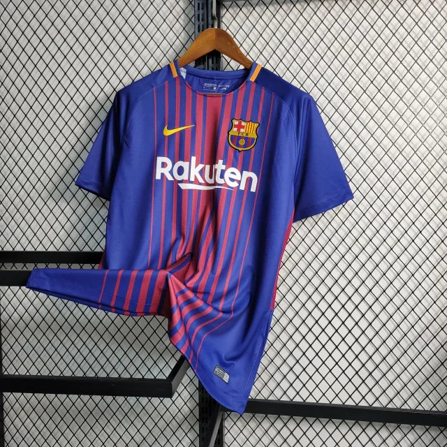 Camisa Retrô Barcelona I Home 2017/18 Masculino Azul Grená