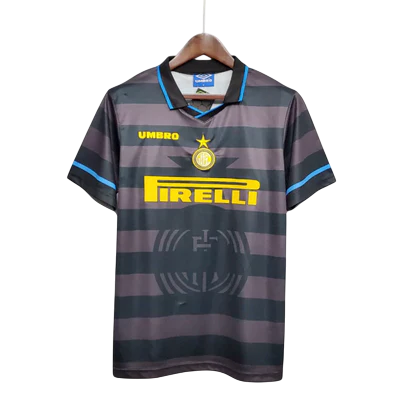 Camisa Retrô Inter de Milão II Away 1997/98 Masculina Preto e Cinza