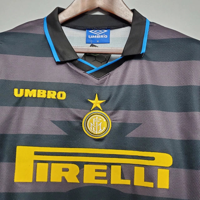 Camisa Retrô Inter de Milão II Away 1997/98 Masculina Preto e Cinza