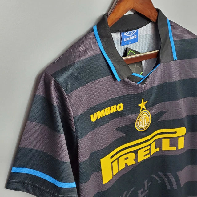 Camisa Retrô Inter de Milão II Away 1997/98 Masculina Preto e Cinza