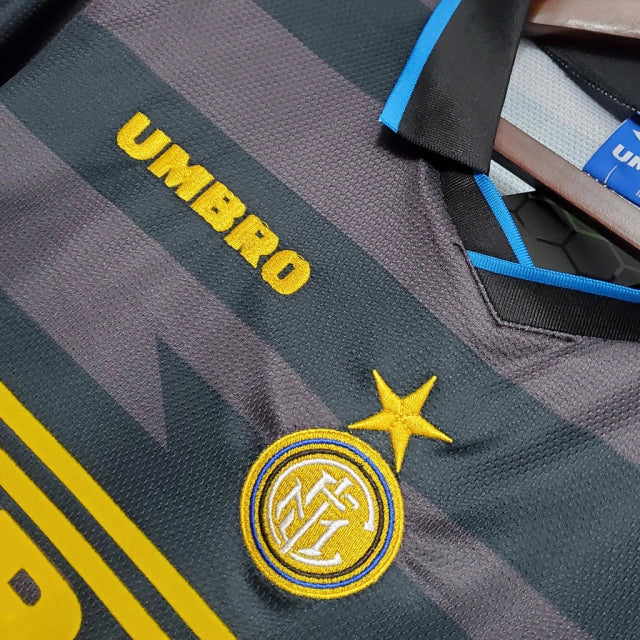 Camisa Retrô Inter de Milão II Away 1997/98 Masculina Preto e Cinza