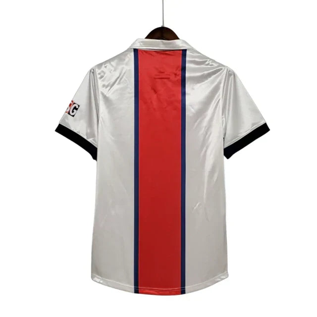 Camisa Paris Saint Germain PSG Retrô Away 98/99 - Retro Masculina - Branco, Azul e Vermelho