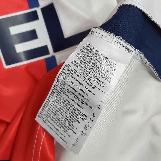 Camisa Paris Saint Germain PSG Retrô Away 98/99 - Retro Masculina - Branco, Azul e Vermelho