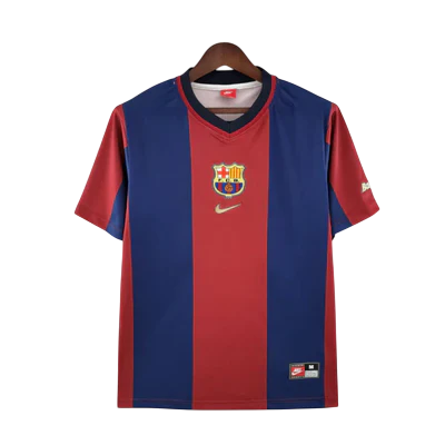 Camisa Retrô Barcelona Home 1998/99 Masculino - Azul e Grená