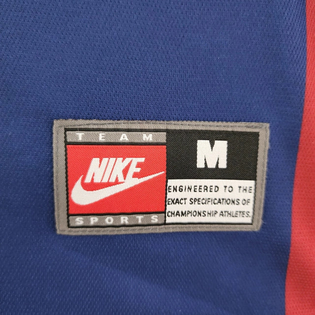 Camisa Retrô Barcelona Home 1998/99 Masculino - Azul e Grená