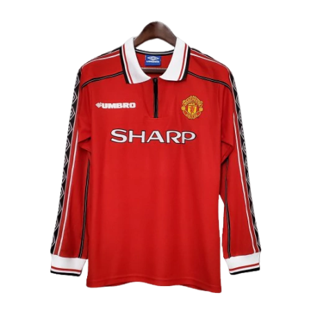 Camisa Manchester United Retrô Manga Longa 1998/99 Vermelha