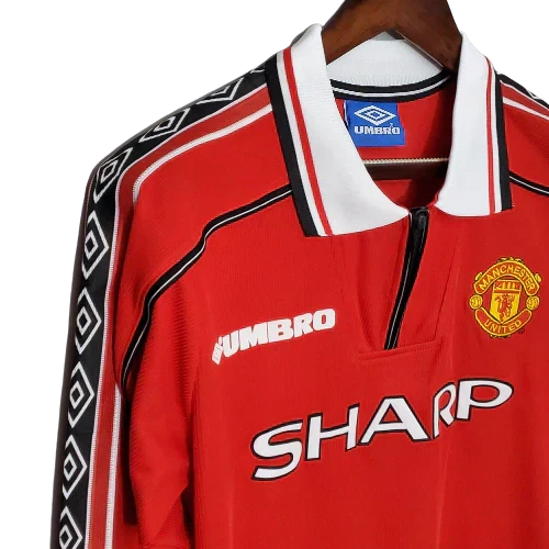Camisa Manchester United Retrô Manga Longa 1998/99 Vermelha